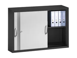 C+P C+P Schiebetürenschrank aus Stahl 120 cm breit anthrazit/alusilber T 40 H 79 – Produktbild 1 von 1
