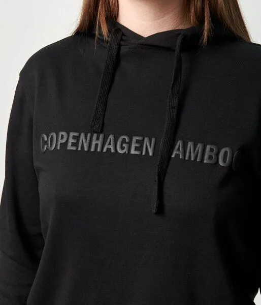 Copenhagen Bamboo Schwarzer Kapuzenpulli aus Bambus mit Logo – Produktbild 4 von 4