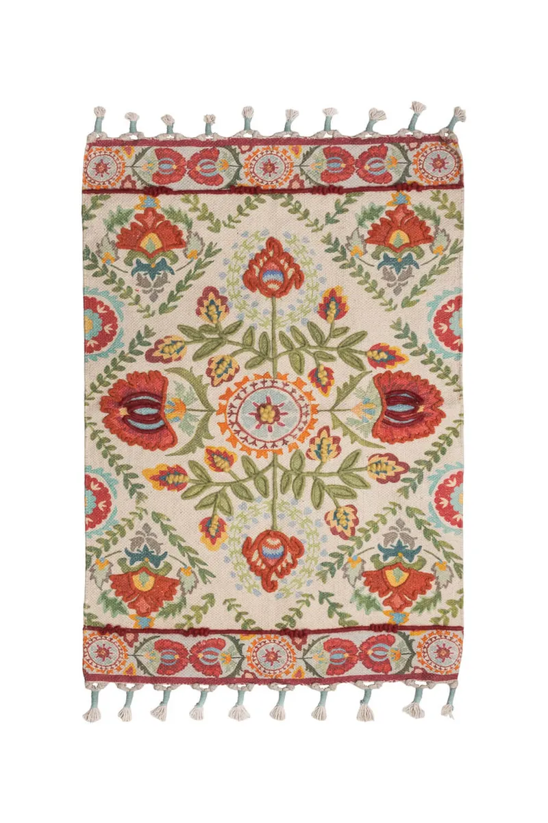Tranquillo Tranquillo Teppich BOTANIC ORNAAUREA – Baumwolle, 90 x 60 cm, Rot, – Produktbild 1 von 3