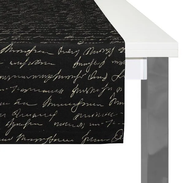 Nature by Adam Nature by Adam Tischläufer aus 100% Bio-Baumwolle - Made in Germany - Scribble, Schwarz, – Produktbild 1 von 4