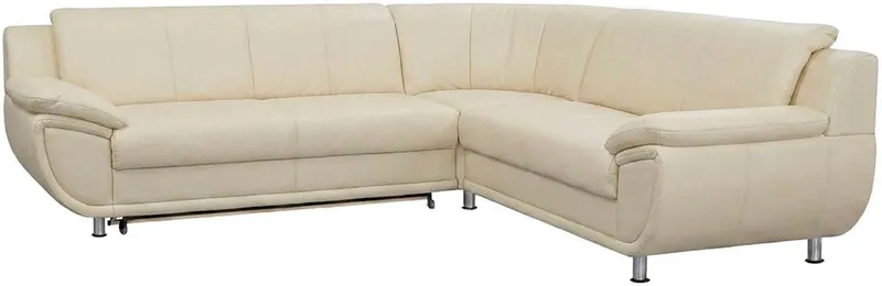 TRENDMANUFAKTUR Ecksofa Rondo 267 cm, elegant, bequem, Breite, L-Form, Chromfüße, L-Form, wahlw.mit Federkern, Füße chromfarben, Unser Dauertiefpreis, Beige, – Produktbild 2 von 5