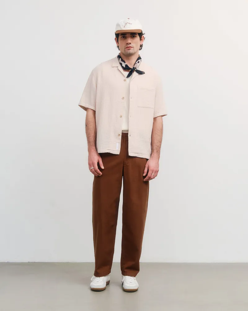 Rotholz Rotholz Herren vegan Hemd Bowling Strukturiert Blassgrau, Beige, – Produktbild 1 von 2
