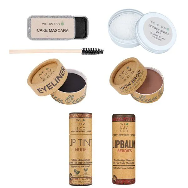 WE LUV ECO WE LUV ECO ADVANCE Make Up Set Mascara Lippenstift Eyeliner, Sangria (rotbraun), – Produktbild 1 von 7