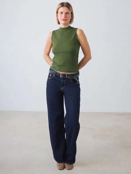 Honest Basics Honest Basics Damen Mock-Top aus Bio- und recycelter Baumwolle, Zypresse, – Produktbild 4 von 4