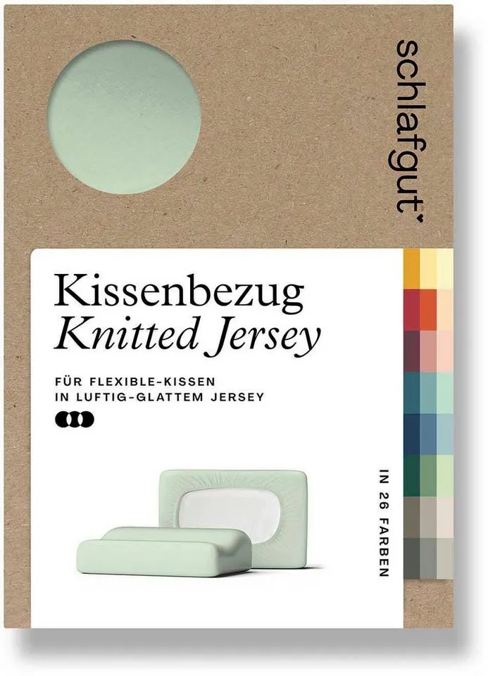 Schlafgut Schlafgut Kissenbezug Pure flexibler Kissenbezug für Nackenstützkissen, (1 Stück), Bio-Baumwolle mit Elasthan, mit Gummizug, bügelfrei, Grün, – Produktbild 2 von 5