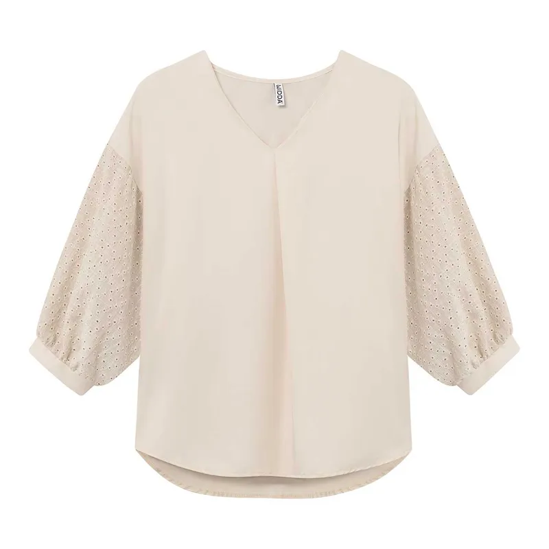 WiDDA Widda Damen vegan Bluse Statement Mava Natural Beige, Beige, – Produktbild 1 von 2