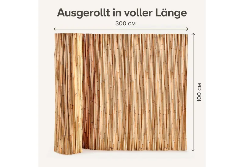 Praknu Balkonsichtschutz Schilf Balkon Sichtschutz - FSC® Zertifiziertes, Natürliches Schilf (Sichtschutzmatte Schilf, Schilf Sichtschutz 300x100cm FSC-zertifiziert wetterfest) FSC® Zertifizierte wetterfeste Sichtschutzzaunmatten, Braun, – Produktbild 4 von 5