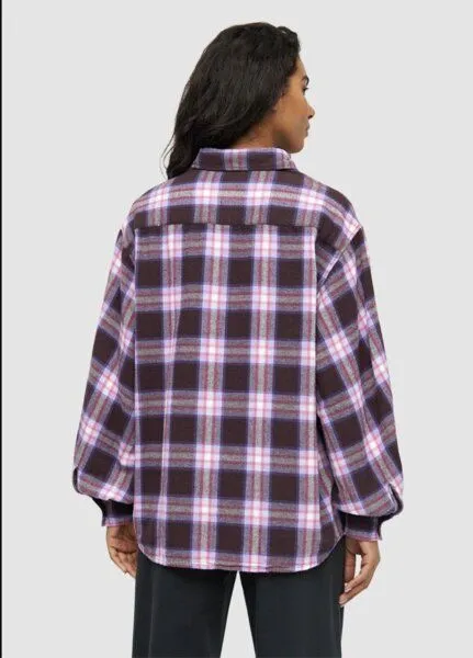 KnowledgeCotton Apparel KnowledgeCotton Apparel Bluse Check Shirt Ballon Arms, Lila (brown check), – Produktbild 1 von 2