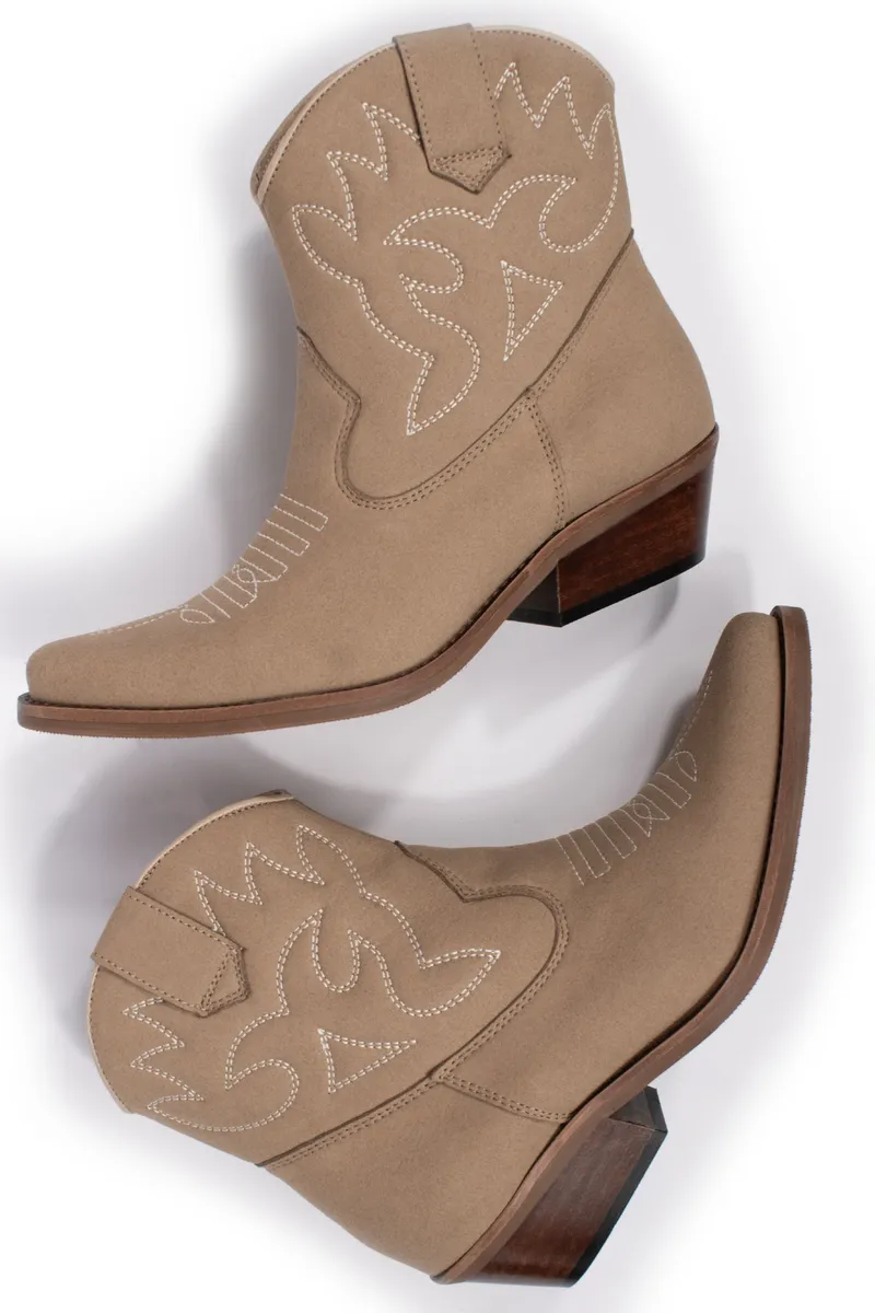 Will's Vegan Store Will's Vegan Store Damen vegan Westernstiefel Niedrig Sand Veganes Wildleder, Beige, – Produktbild 2 von 2