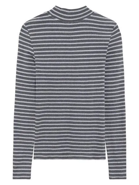 KnowledgeCotton Apparel KnowledgeCotton Apparel Ripp-Longsleeve High Neck, Grey stripe, – Produktbild 2 von 4