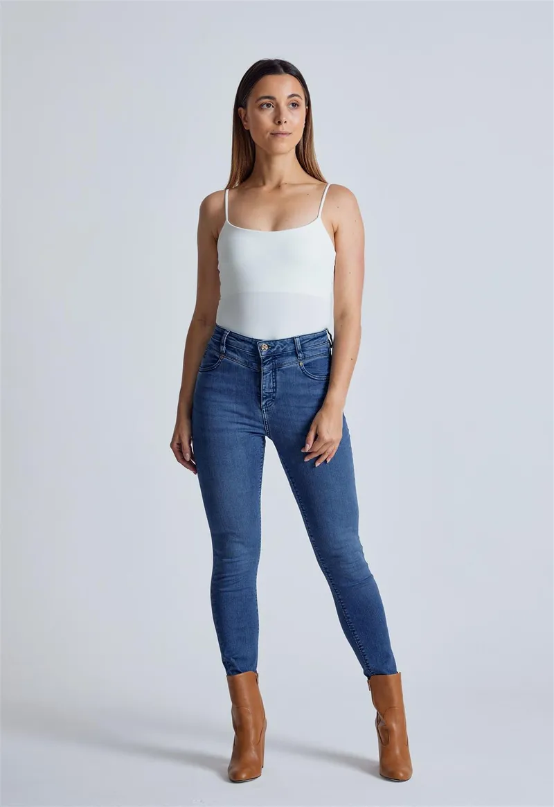 Flax and Loom High Waist Skinny Jeans Modell: Nina, Azure, – Produktbild 1 von 1