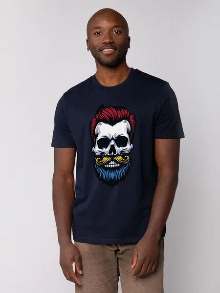 watapparel watapparel T-Shirt Unisex Hipster Skull, French navy, – Produktbild 1 von 3