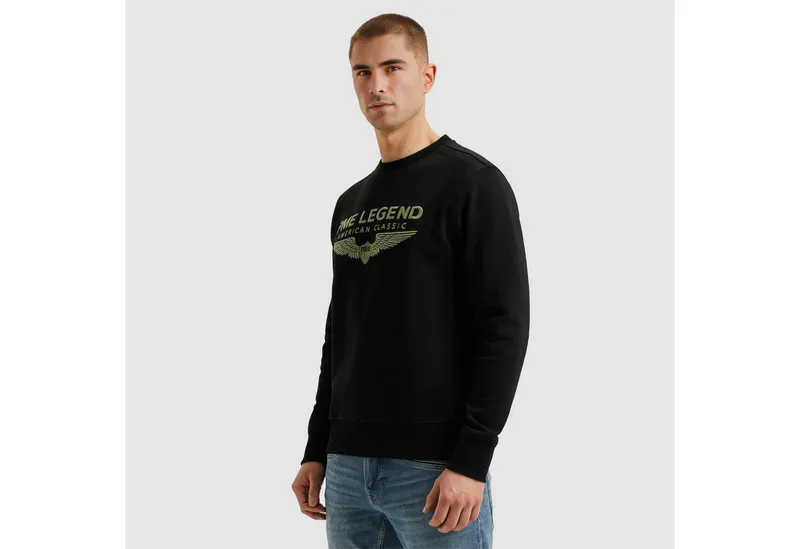 PME Legend PME Legend Sweatshirt Rundhals Soft Terry mit Logo mit Logo Stickerei, Schwarz, – Produktbild 2 von 4