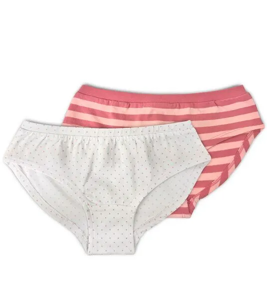 Gary Mash GARY MASH Mädchen Slips 2er-Pack aus Bio-Baumwolle, Ringel & punkte (rosa), – Produktbild 1 von 1