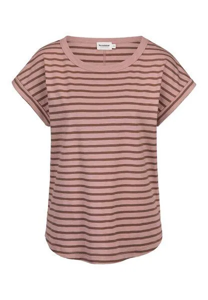 hessnatur hessnatur Light Slub Streifen T-Shirt Relaxed aus reiner Bio-Baumwolle, Rosé, – Produktbild 4 von 5