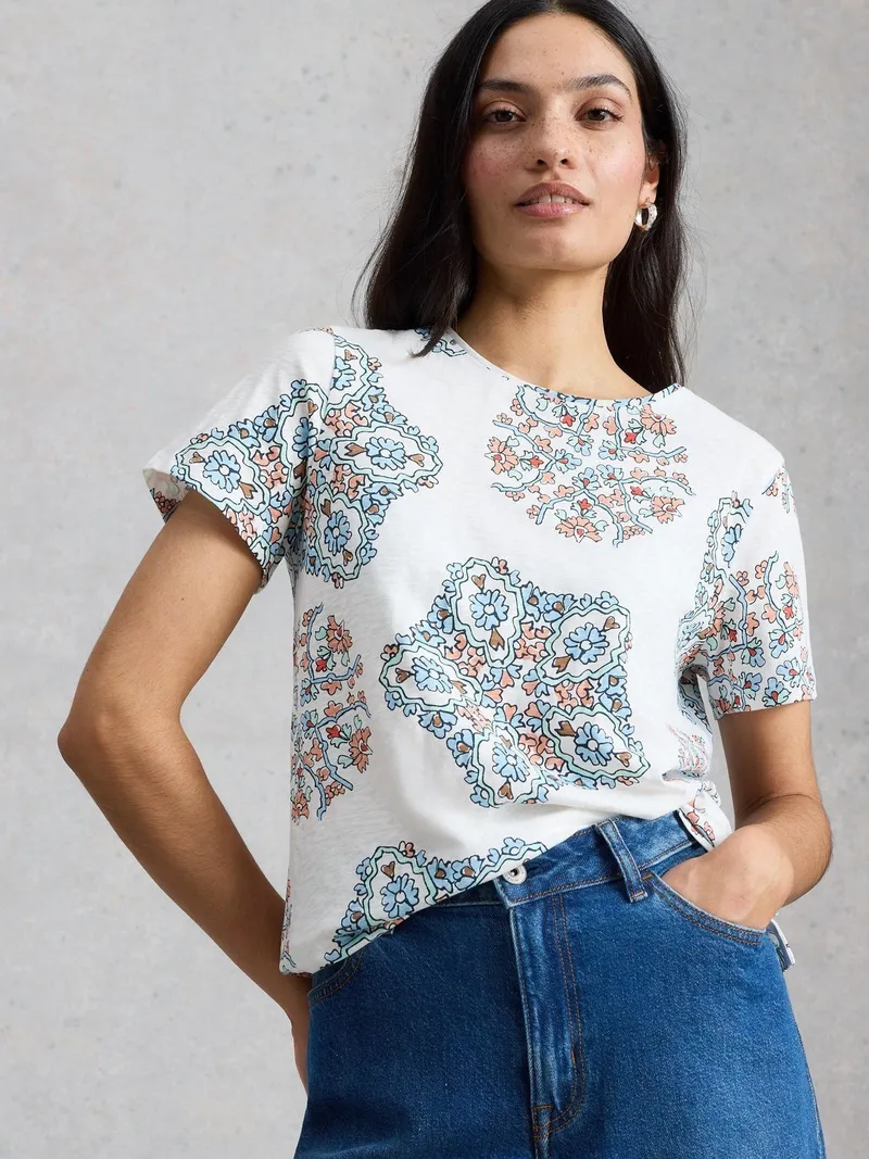 White Stuff T-Shirt Abbie - 48, Weiß print, – Produktbild 2 von 4