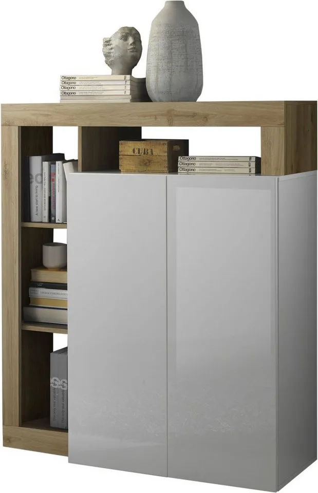 Home affaire Highboard Hamburg, Breite 108 cm, Weiß, – Produktbild 4 von 9