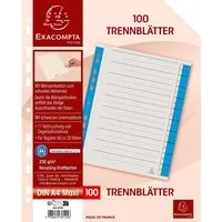 Exacompta 100 Exacompta Trennblätter, mikroperforiert, 230 g/m², DIN A4 Maxi, blau – Produktbild 1 von 1