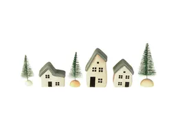 Florists Products Weihnachtsmann Weihnachtsdorf Holz Skandi Deko Miniaturhäuser 6er Set – Produktbild 1 von 1