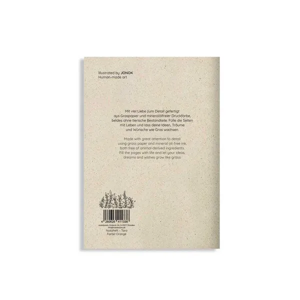 matabooks® matabooks® Notizheft A5 blanko aus Graspapier – Tara, Orange, – Produktbild 3 von 3