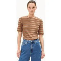ARMEDANGELS ARMEDANGELS JAANISARA FINE STRIPE Damen T-Shirt aus Bio-Baumwoll Mix, Pale umber-oatmilk, – Produktbild 1 von 1