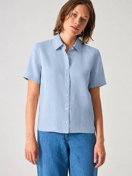 HempAge HempAge Kurzarmbluse Damen 100% Hanf, Smoke (blau), – Produktbild 2 von 4