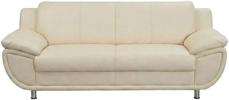 TRENDMANUFAKTUR 3-Sitzer Rondo 207 cm, 3-Sitzer, komfortabel, Federkern optional, Chromfüße, wahlweise mit Federkern, pflegeleichte Bezügen, Unser Dauertiefpreis, Beige, – Produktbild 3 von 5