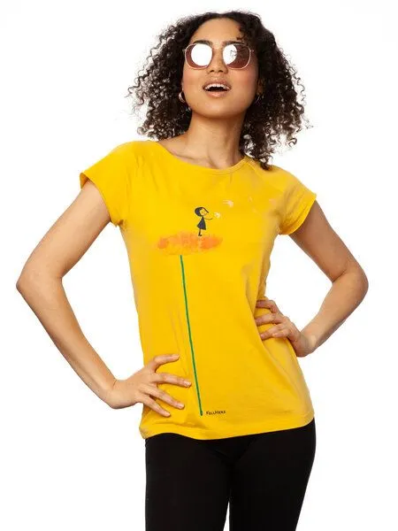 FellHerz FellHerz Damen T-Shirt Schwalbenzug, Gelb, – Produktbild 5 von 6