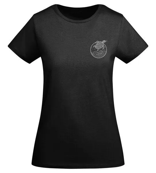 vis wear vis wear Schildkröte zwischen Ozean und Wellen - Damen Organic Shirt, Schwarz, – Produktbild 3 von 3