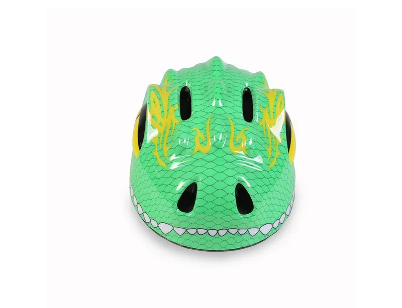 Byox Kinderhelm Y27 Dino, Größe S 48-54 cm, LED-Beleuchtung, 4 Löcher, einstellbar, EPS-Schale, Grün, – Produktbild 3 von 5