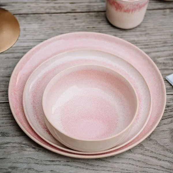 Econovo Econovo Keramikteller Klein Handgemacht 22cm, Rot-rosa (rot), – Produktbild 4 von 4