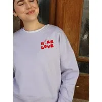 Kultgut Kultgut Kindness Sweater 100% Bio-Baumwolle - Boxistyle/ More Love, Lila, – Produktbild 1 von 1