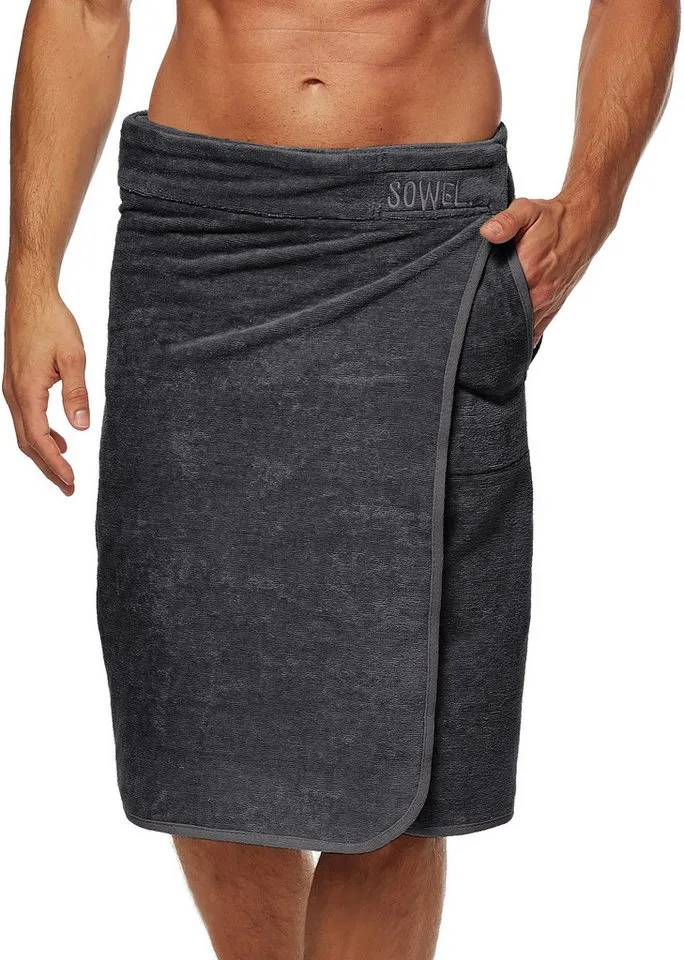 Sowel Saunatuch Saunakilt - Sauna Buddy, 100% Bio-Baumwolle, 60x140 cm, Grau, – Produktbild 2 von 5