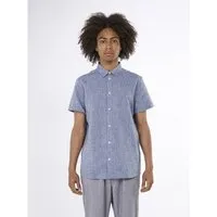 KnowledgeCotton Apparel KnowledgeCotton Apparel Larch Shortsleeve Linen Shirt GOTS, Blau (total eclipse), – Produktbild 1 von 1