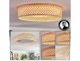 hofstein Deckenleuchte Deckenlampe dimmbar aus Metall/Bambus/Kunststoff in Weiß/Naturfarben, ohne Leuchtmittel, Deckenleuchte im Retro/Vintage/Boho-Design, Memory-Funktion, 24 Watt – Produktbild 1 von 1
