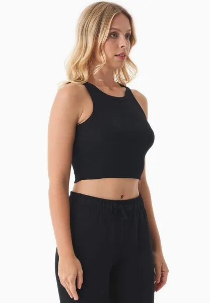 ORGANICATION ORGANICATION SONNIA | Cropped Rib Top aus Bio-Baumwolle, Black, – Produktbild 3 von 4