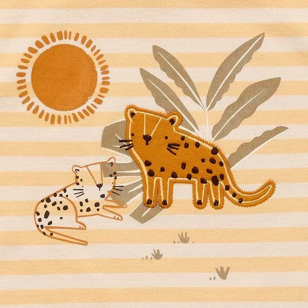 Sense Organics Sense Organics Baby T-Shirt, Modell ANTON, Butterblumengelb-weiß geringelt mit leopard, – Produktbild 4 von 4