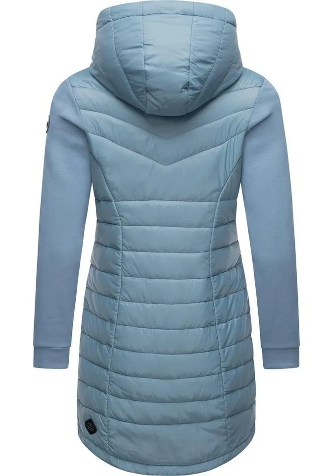 ragwear ragwear Steppmantel Lucinda Long Mantel aus modernem Materialmix mit Kapuze, Blau, – Produktbild 1 von 3