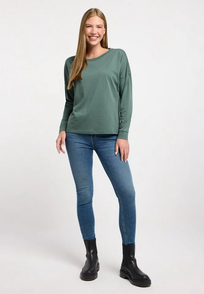 ragwear ragwear Langarmshirt SHIMONA LONG in dezenter Oversized-Form, Grün, – Produktbild 4 von 5