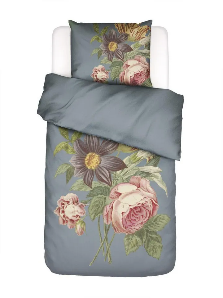 Essenza Bettwäsche Madia, Satin, 2 teilig, mit floralem Muster, Grau, – Produktbild 1 von 5