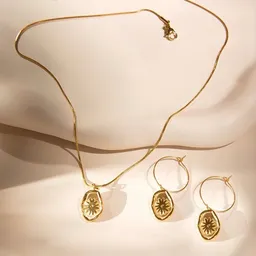 ELEKTROPULLI ELEKTROPULLI Kette 1mm schmal mit BOHO Anhänger, Set mit Ohrringen – Produktbild 1 von 1
