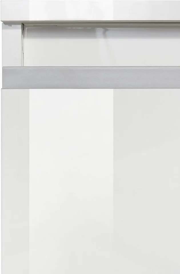 Home affaire Lowboard Magic,Lowboard,TV-Kommode,TV-Möbel,TV-Bank, Hochglanzlackiert, Alugriff, 2 Türen, 2 Schubkästen,B/T/H 240×40×40 cm, Weiß, – Produktbild 5 von 5