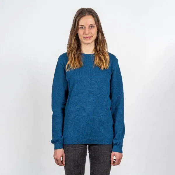 LANGBRETT LANGBRETT Feinstrick Pullover Merinowolle Unisex, Aqua meliert (blau), – Produktbild 2 von 3