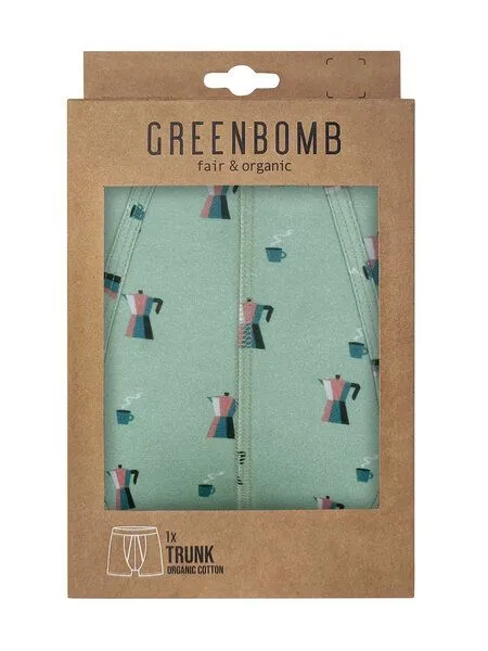 GreenBomb GREENBOMB Coffee Trunk - Figurbetonte Trunk aus Bio-Baumwoll Mix / hochwertiger Print / GOTS / Fair & Vegan, Weiß (mix), – Produktbild 2 von 2
