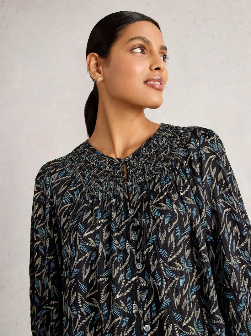 White Stuff Bluse Remi Metallic - 38, Schwarz multi, – Produktbild 3 von 4