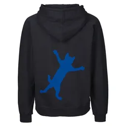 HANDGEDRUCKT HANDGEDRUCKT "Klammerkatze" Männer Zip Hoody aus reiner Biobaumwolle (kbA) – Produktbild 1 von 1