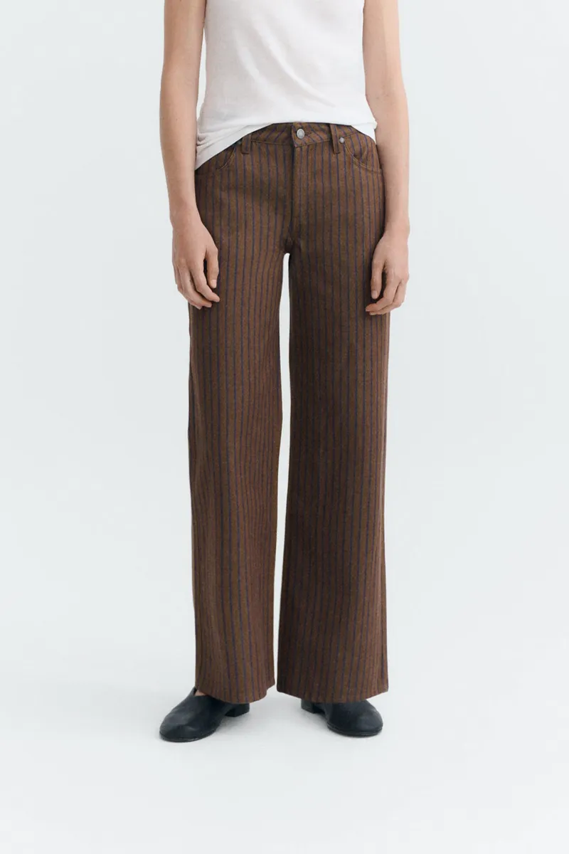 thinking mu Thinking MU Damen vegan Hose Kettan Niedrige Leibhöhe Gestreift Braun Naturgefärbt, Braun, – Produktbild 2 von 2