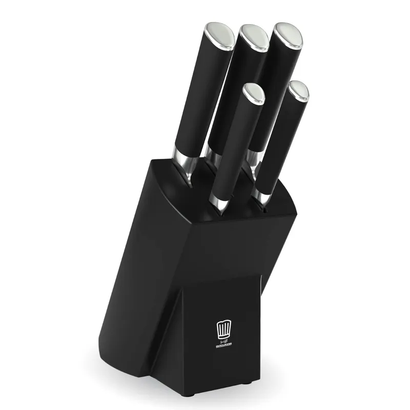 Chefkoch trifft Fackelmann Chefkoch trifft Fackelmann Messerblock, schwarz, 6-teilig – Produktbild 1 von 3