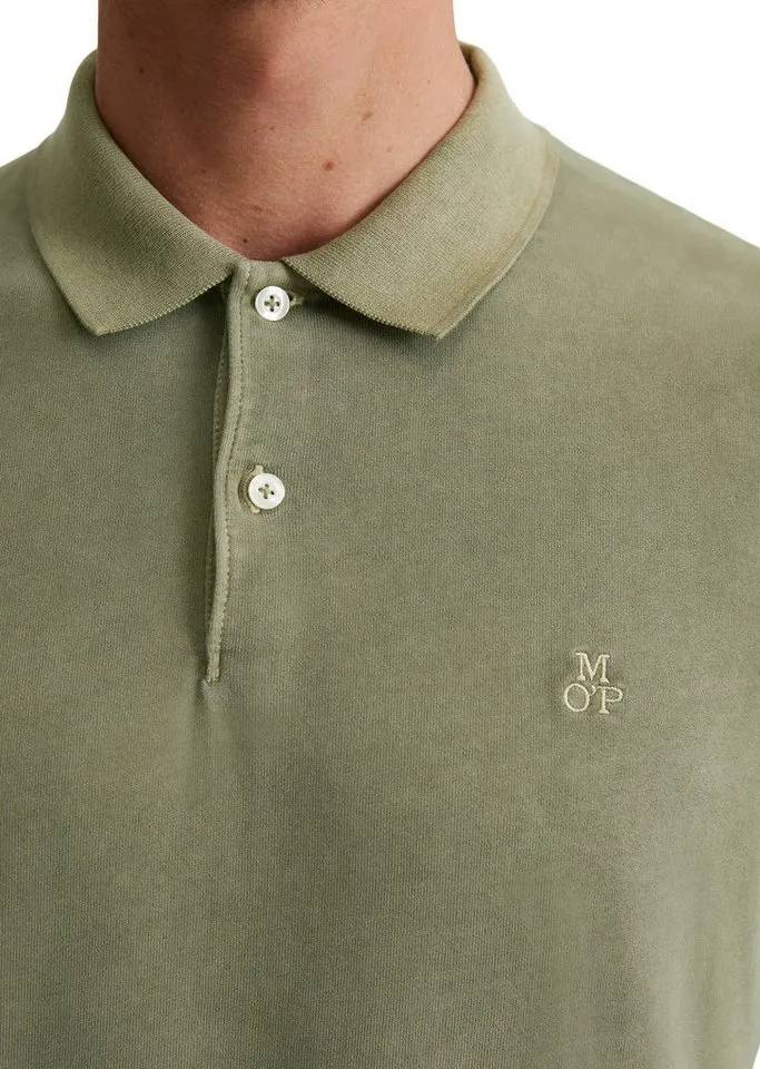 Marc O'Polo Marc O'Polo Langarm-Poloshirt aus reiner Bio-Baumwolle, Grün, – Produktbild 4 von 5