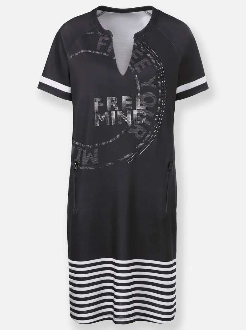 heine Jerseykleid, Schwarz-weiß-bedruckt, – Produktbild 1 von 2